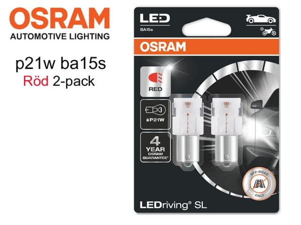 Osram röd p21w ba15s 1156 led lampor 12v