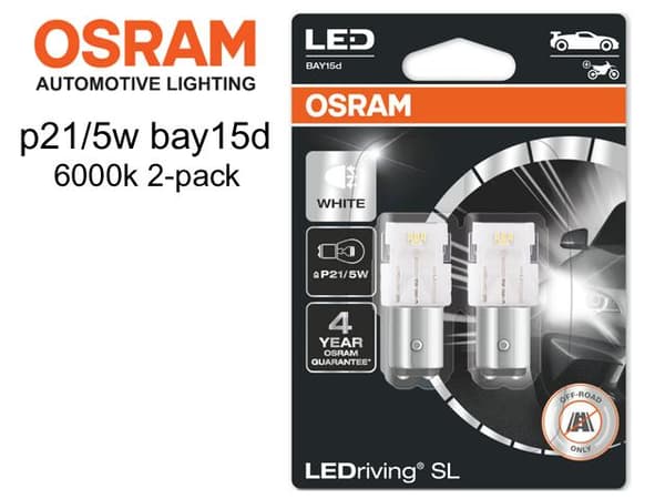 Osram 6000k p21/5w bay15d 1157 led lampor 12v