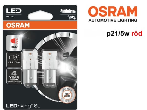Osram röd p21/5w bay15d 1157 led lampor 12v premium led