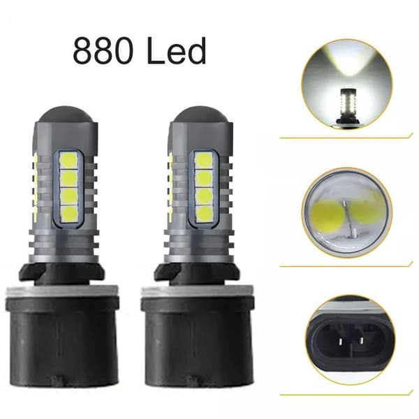 880 H27 Dimljus 500 lumen led 6000K m. 18st 3030smd chip  2-pack