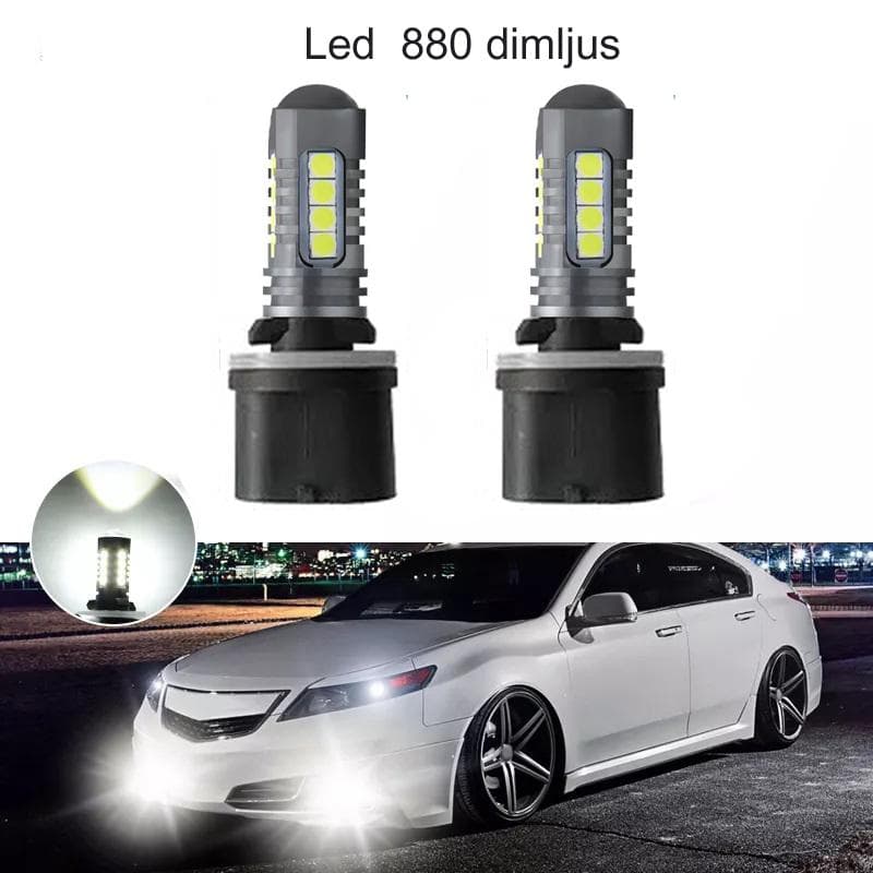 880 H27 Dimljus 500 lumen led 6000K m. 18st 3030smd chip 2-pack