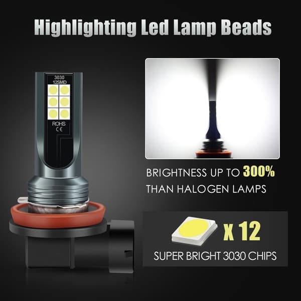 Dimljus H8 H11 Led lampor 6000k 650 lumen 12-16v DC