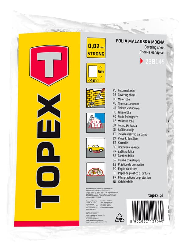 LDPE målningsfolie, 0,02 mm, 4 x 5 m