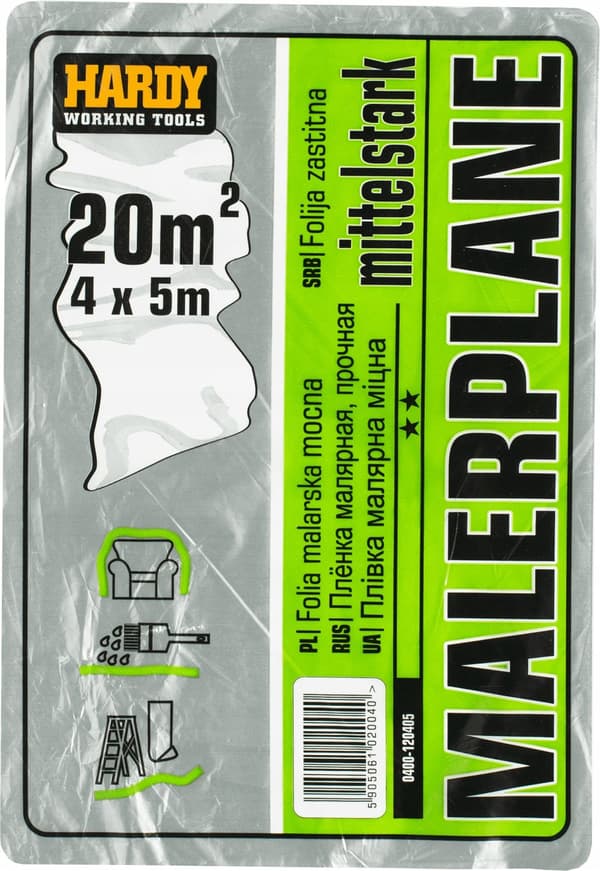 Beskyttende malerfolie 4 x 5m HARDY Standard