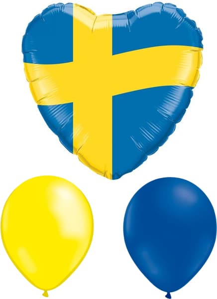 Studenten - Nationaldagen folieballong + 10 gula & 10 blå latex