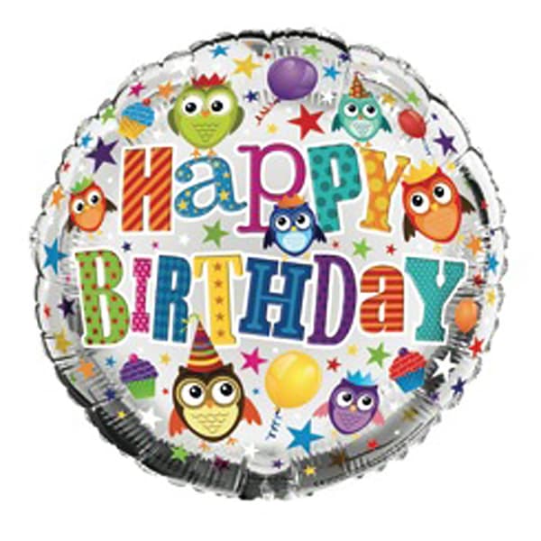 Simon Elvin 18 tums Happy Birthday Ugglor Design Foil Ballong