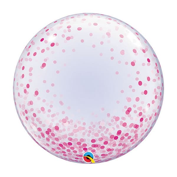 Qualatex Deco Bubble Confetti Balloon 2ft Pink 2ft