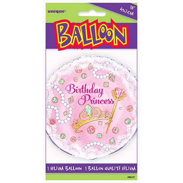 Unique Party 18 Inch Pink Birthday Princess Round Foil Balloon
