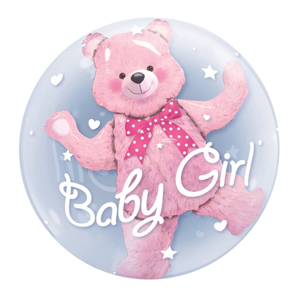 Qualatex 24 Inch Baby Boys/Girls Teddy Bear Design Double Bubble Balloon