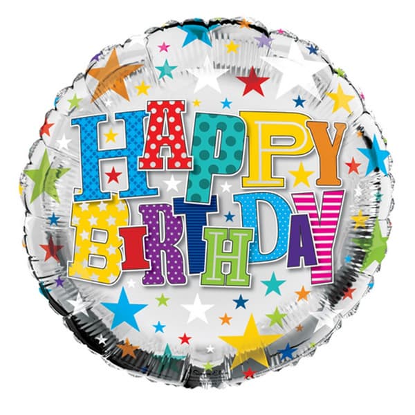 Simon Elvin 18 Inch Happy Birthday Starry Round Foil Balloon Multicoloured One Size