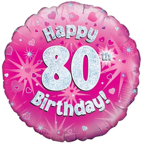 Oaktree 18 tommer Happy 80th Birthday pink holografisk ballon Pink/Silver One Size