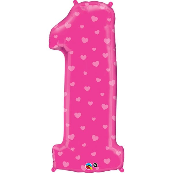 Qualatex 38 Inch Number One Shaped Foil Birthday Balloon Pink One Size