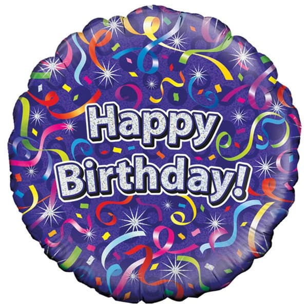 Oaktree Betallic 18 tum Happy Birthday folieballong Blue 18 Inch