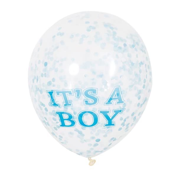Unique Party Det är en pojke konfettiballonger (6 förpackningar) Blue 12 inches