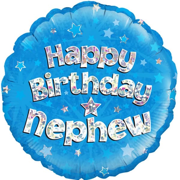 Oaktree 18 tommer cirkel Happy Birthday Nephew Folie Ballon Blue/Silver 18in