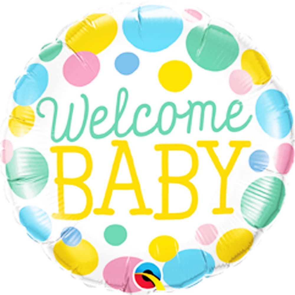 Qualatex 18in Welcome Baby Dots Foil Ballong
