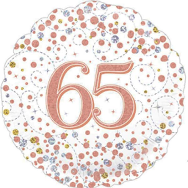 Oaktree 18 Inch Sparkling Fizz Birthday Foil Balloon Age 65 One Size