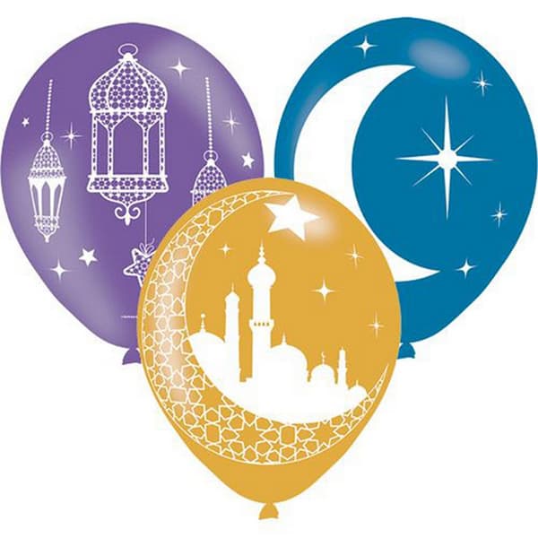 Amscan Eid Mubarak 11in Balloons (Pack of 6) Gold/Blue/Purple 11in