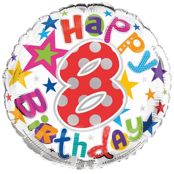 Simon Elvin 18 Inch Happy 8th Birthday Foil Balloon Multicoloured 18 Inch