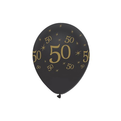 Bild av Creative Party Latexballonger i svart runda tryck (paket med 6)
