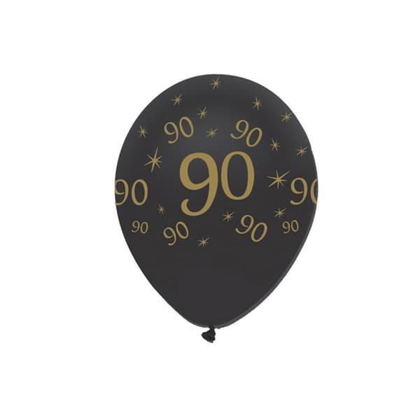 Creative Party Black All Round Print Latex Balloons (Pack of 6)