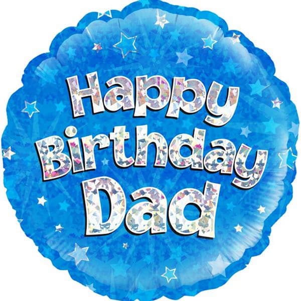 Oaktree 18 Inch Circle Happy Birthday Dad Foil Balloon Blue/Silver 18in