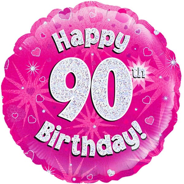Oaktree 18 tommer cirkel Happy 90th Birthday folie ballon Pink 18in