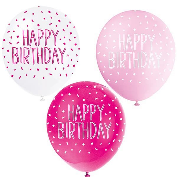 Unique Party Pearlised Latex Happy Birthday Balloons (5 x Pack of 5)