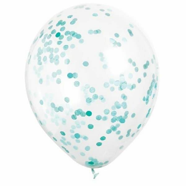 Unique Party 12 Inch Balloons & Confetti (Pack Of 6) Caribbean Teal One Size