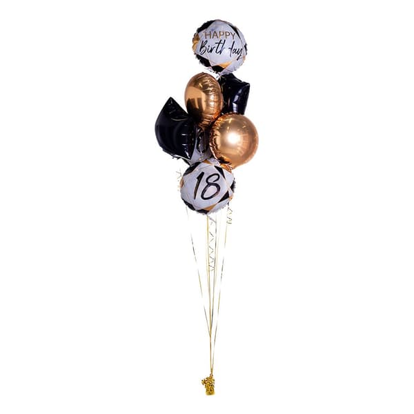 Ballonbuket Marble Birthday 18 Guld/Sort