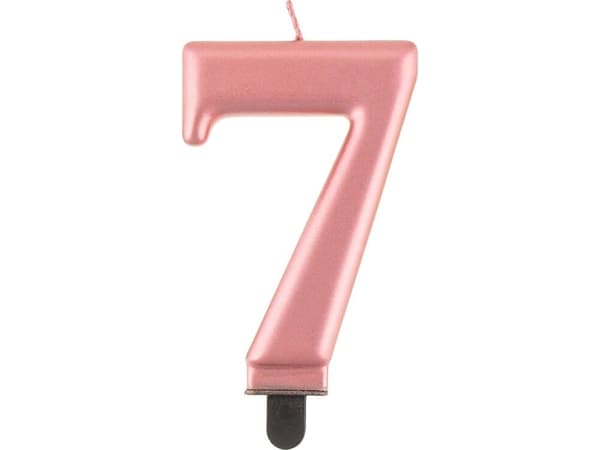 GoDan Bursdagslys "7", rosa og gull, 8 cm