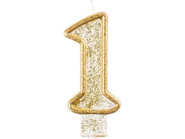 GoDan Sifferljus med guldkant och glitter - 1 - 1 st universal