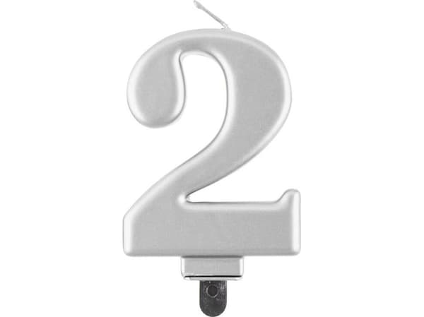 GoDan Bursdagslys "2" sølv, 8 cm
