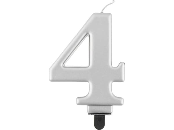 GoDan Bursdagslys "4" sølv, 8 cm