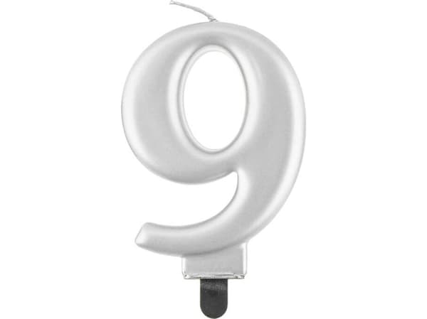 GoDan Bursdagslys "9" sølv, 8 cm