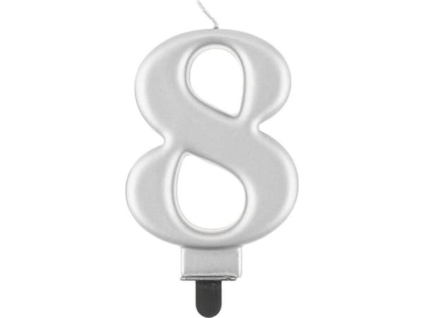 GoDan Bursdagslys "8" sølv, 8 cm