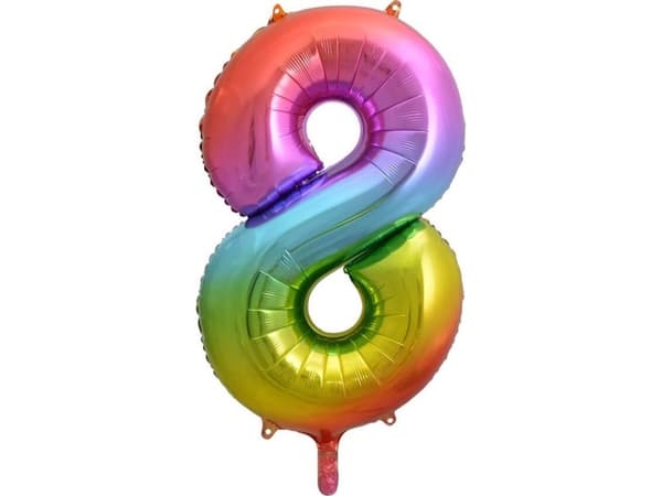 GoDan Folie ballong siffer 8 regnbue - 85 cm - 1 universal