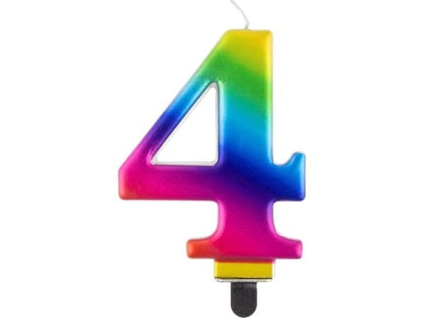 GoDan Bursdagslys "4" flerfarget 8cm