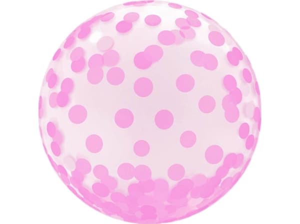 GoDan Krystallballong med rosa konfettitrykk - 45 cm - 1 universal