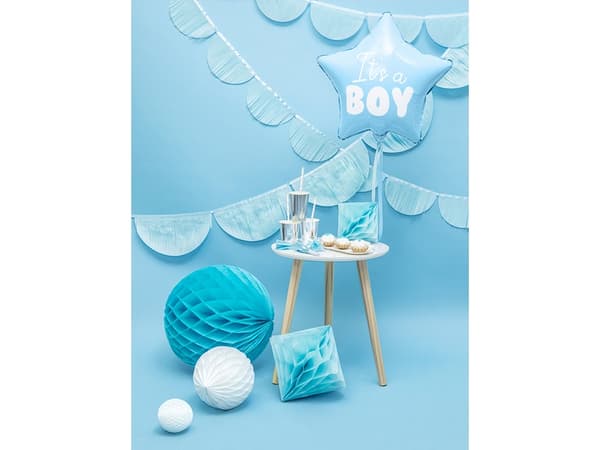 PartyDeco FB22P-001J-KARTON, Blå, Vit, Star, Folie, Temafest, 48 cm, 50 styck