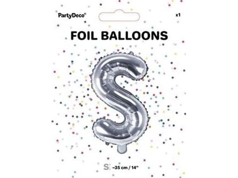 Party Deco folio ilmapallo Letter "S", 35cm, hopea universaali