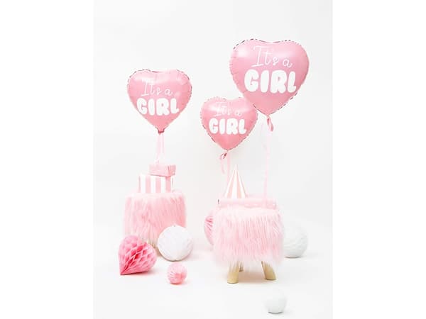 PartyDeco FB21P-081J-KARTON, Rosa, Hvit, Hjerteformet, Folie, Temafest, 45 cm, 50 stykker
