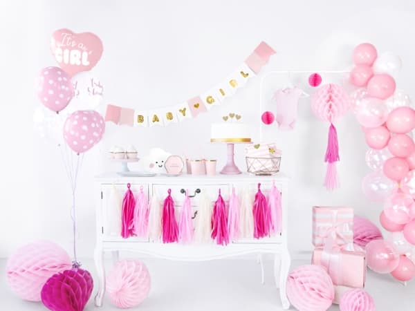 PartyDeco FB21P-081J-KARTON, Rosa, Hvit, Hjerteformet, Folie, Temafest, 45 cm, 50 stykker