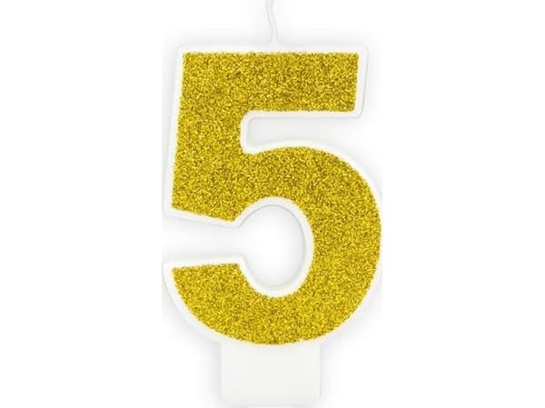 Party Deco Number lys med glitter - 5 - 1 stk universal