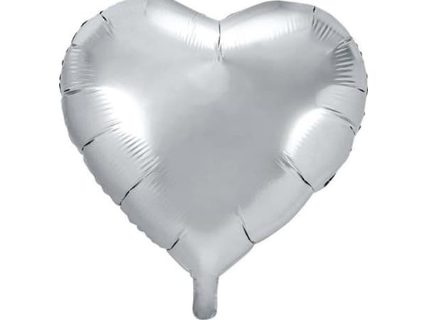 Folieballon Hjerte, sølv
