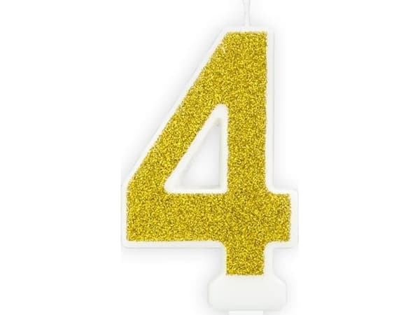 Party Deco Number lys med glitter - 4 - 1 stk universal