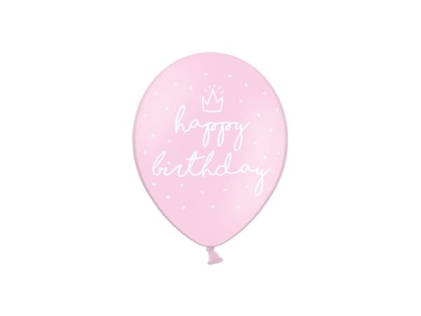PartyDeco SB14P-244-081J-6, Toy balloon, Lateksi, Vaaleanpunainen, Valkoinen, Syntymäpäivä, Ovaali, 30 cm
