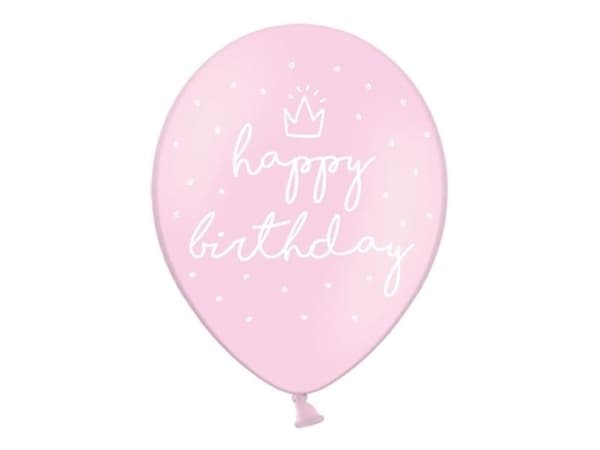 PartyDeco SB14P-244-081J-6, Toy balloon, Lateksi, Vaaleanpunainen, Valkoinen, Syntymäpäivä, Ovaali, 30 cm