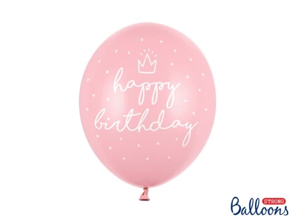 PartyDeco SB14P-244-081J-6, Toy balloon, Lateksi, Vaaleanpunainen, Valkoinen, Syntymäpäivä, Ovaali, 30 cm