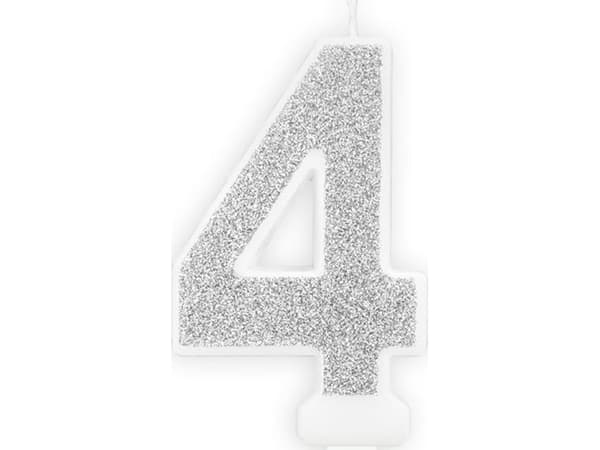 Party Deco Number lys med glitter - 4 - 1 stk universal